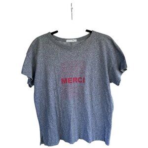 Women Rag & Bone Merci Gray Graphic Tee M Medium T-Shirt Pima Cotton Short Sleev